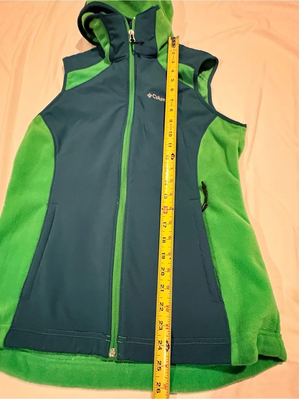 Columbia Fleece Vest Green Outdoor Zip Up Pockets Men’s Size:Medium
